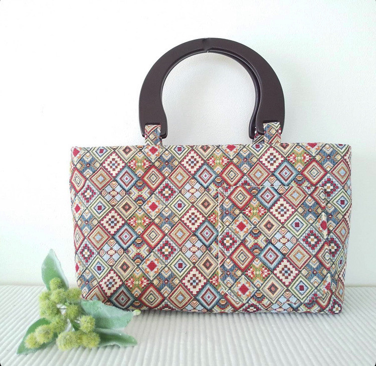 wood❤︎ゴブラン織✴︎横長bag