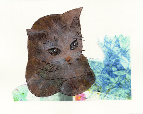 絵画★原画★１点物の作品★本物★額装★インテリア★猫★パステル画★水彩画★ネコ 13ad0f2b7cba98d12c72f107a8a23e