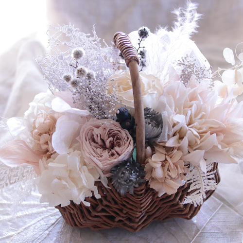 結婚式 花束 プリザーブドフラワー 髪飾り付き ブーケ 前撮り