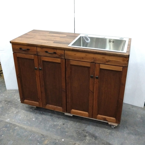 ハンドメイド☆ミニキッチン サイズオーダーの木製ミニキッチン（シンク、水栓金具別途）受注