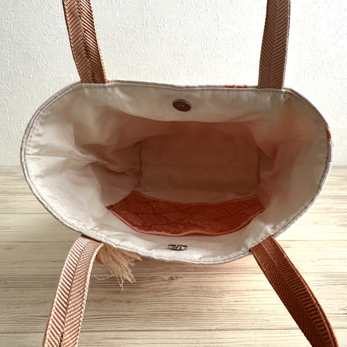◇30%off◇絹の帯と帯締めのバッグ 舞桜文柄 帯リメイク224AB