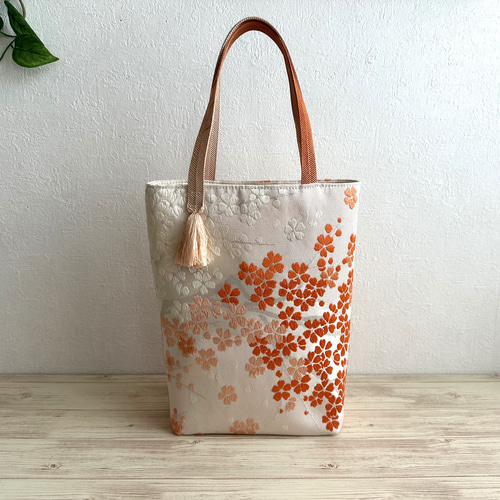 ◇30%off◇絹の帯と帯締めのバッグ 舞桜文柄 帯リメイク224AB ◇30%off◇絹の帯と帯締めのバッグ 舞桜文柄 帯リメイク224AB