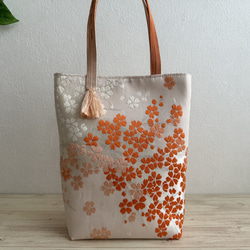 ◆30%off◆絹の帯と帯締めのバッグ　舞桜文柄　帯リメイク224AB 11枚目の画像