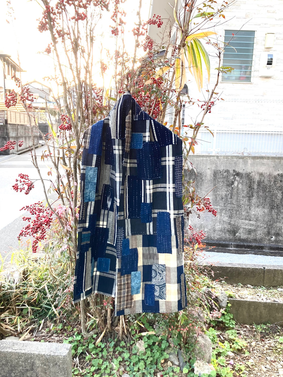 藍染 古布 刺し子 パッチワーク マット 集まれ 藍染 古布 刺し子 パッチワーク マット 集まれ