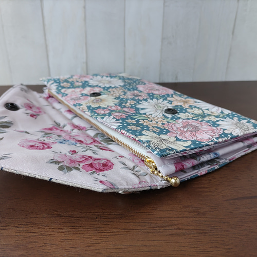マドレーヌ　ポシェットと長財布　リバティセンテッドガーデンパステル LIBERTY FABRICS リバティプリントを使ったがま口ミニウォレット