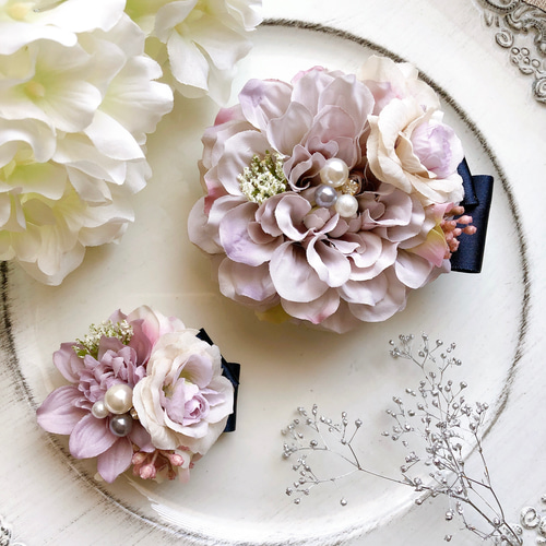 コサージュ ペア ライラック ダリア・マム ローズ ＊936 【公式通販】