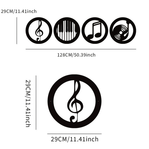 ウォール アート 音符 音楽 おしゃれ かわいい インテリア 壁掛け アート パネル 壁飾り ch-1520 2枚目の画像