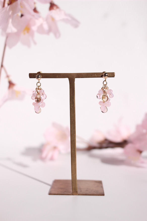 2way tiny bloom ミディアム “桜-sakura-” ピアス/イヤリング 5枚目の画像