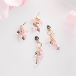 2way tiny bloom ミディアム “桜-sakura-” ピアス/イヤリング 4枚目の画像