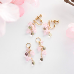 2way tiny bloom ミディアム “桜-sakura-” イヤリング/ピアス 4枚目の画像