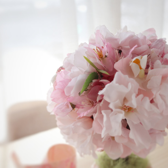 桜のトピアリー アートフラワー ❁ さくらピンク 花見 蘭  母の日 プレゼント Creema限定 4枚目の画像
