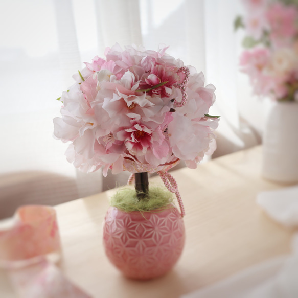 桜のトピアリー アートフラワー ❁ さくらピンク 花見 蘭  母の日 プレゼント Creema限定 9枚目の画像