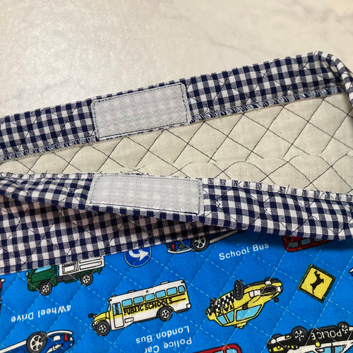 防災頭巾カバー（働く車柄 ブルー）座布団カバー式 防災頭巾