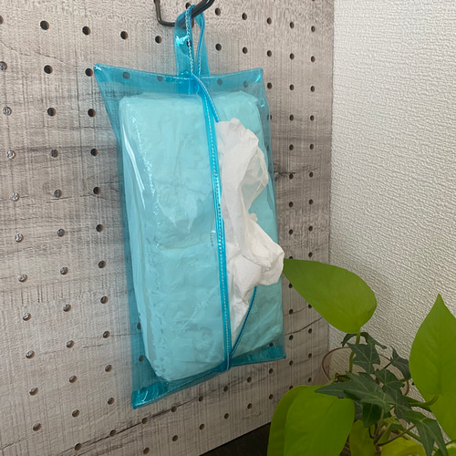 ティッシュカバー箱なしタイプ専用〈小さめサイズ〉【クリアブルー