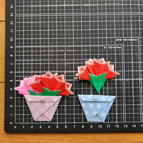 折り紙 ミニカーネーション花束】メッセージカード プレゼント