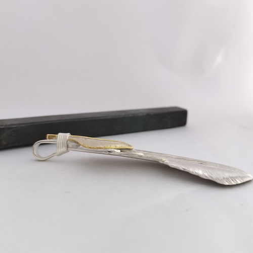 ブラス（真鍮）ハートフェザー付シルバーフェザートップL ネックレス  