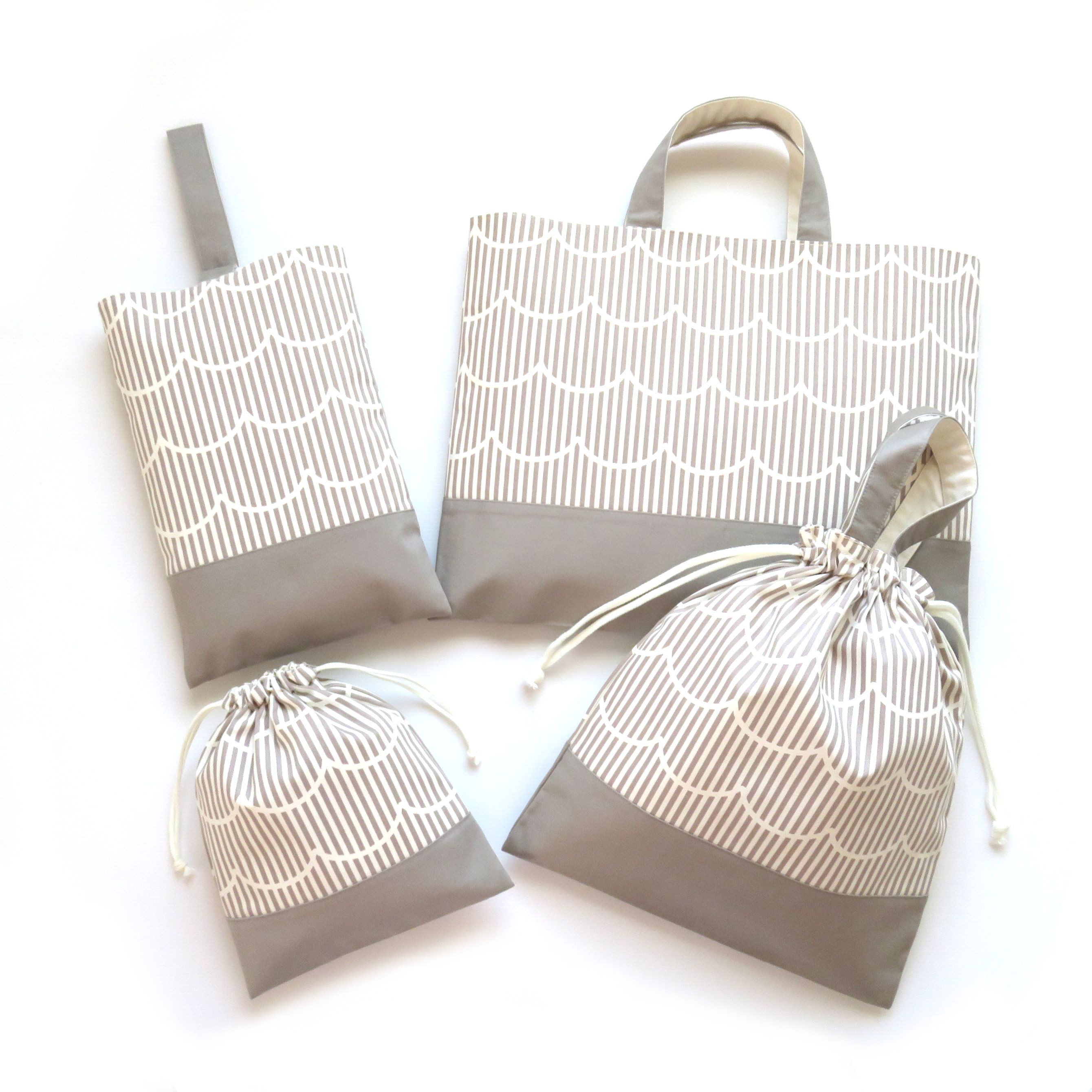 入園入学４点セット【もくもく くすみグレー】入園入学セット 通園セット 入学セット 入園グッズ 入学グッズ