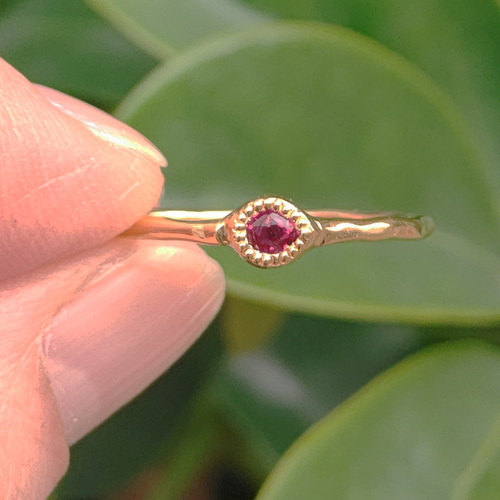 ルビー ペアシェイプカット 0.1ct ミル打ち シルバーSV925リング 指輪