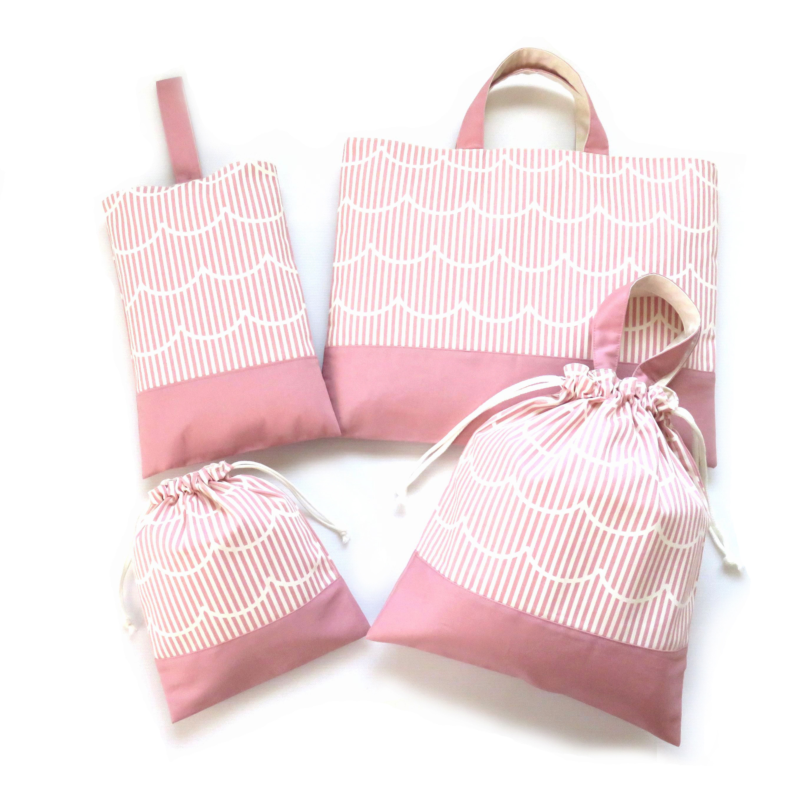 入園入学４点セット【もくもく くすみピンク】入園入学セット 通園セット 入園セット 入学セット 入園グッズ