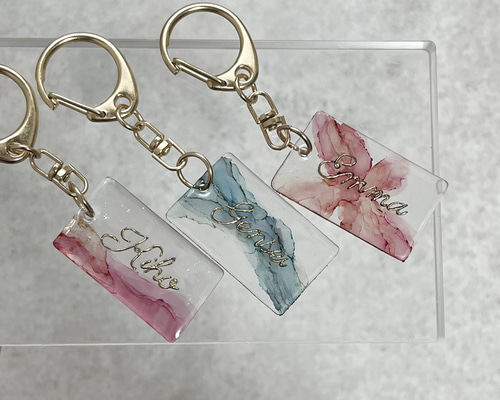 name tag (inkart) お名前キーホルダー レジン プラ板