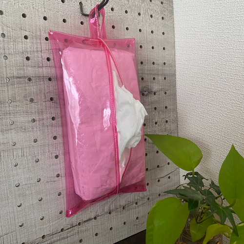 ティッシュカバー箱なしタイプ専用〈小さめサイズ〉【クリアピンク