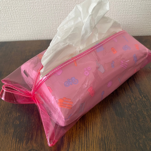 ティッシュカバー箱なしタイプ専用〈小さめサイズ〉【クリアピンク