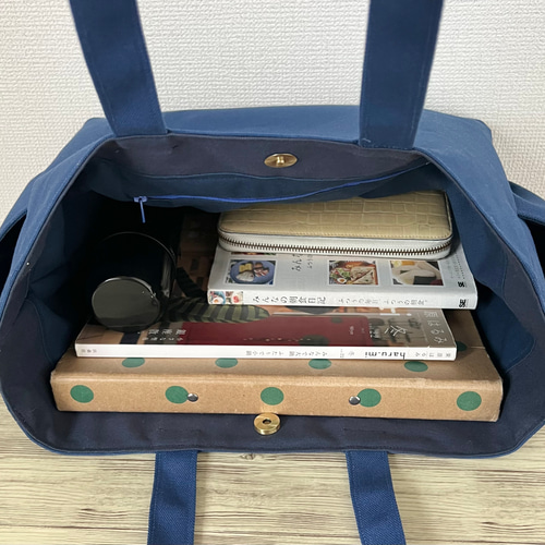 Lサイズ】花紺 8号倉敷帆布使用 肩掛けバッグ akaneko 大きめ