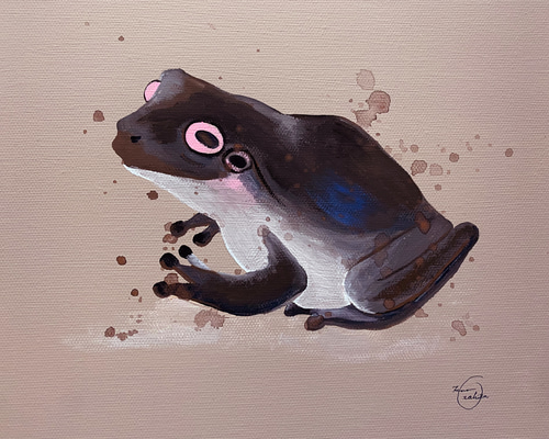 原画　F10　蛙　アート　絵画　動物画　肉筆画　アクリル画　現代アート　art fbb03fa3b0f4f5343973f4fcd29280