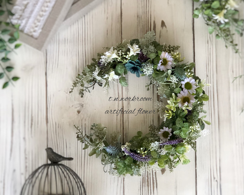 送料無料〉三日月リース✴︎馬蹄リース✴︎アーティフィシャルフラワー