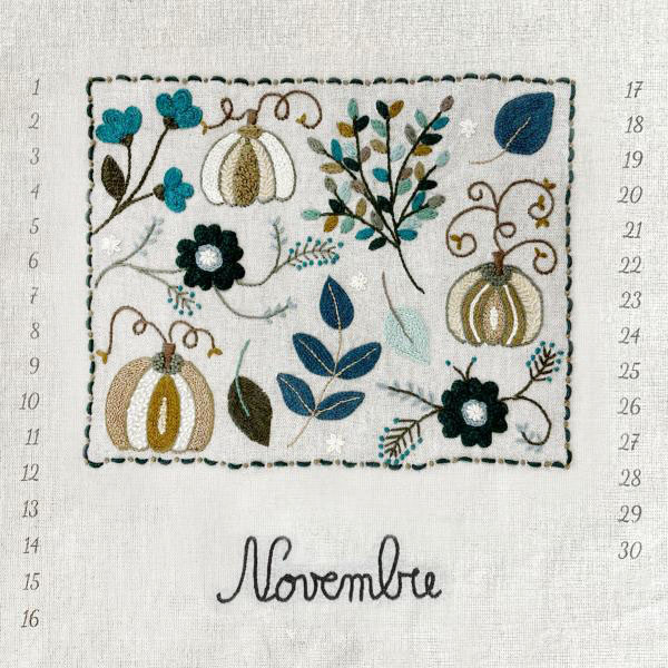 UN CHAT DANS L'AIGUILLE刺繡キット★カレンダーNovember11月 New♪♪