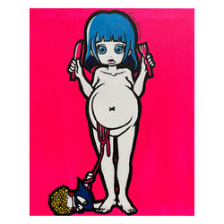 アート　【ソシ美@妄想妊娠】　現代アート　Art アクリル画　絵画　イラスト　インテリア　額付き 1枚目の画像