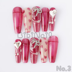 サイズオーダー】ネイルチップ No.3 韓国 マグネット ガーリー  