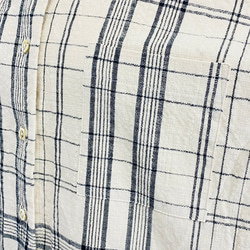 【遠州織物】ハーフスリーブシャツ　逆スラブ大格子　チェック　オーガニックコットン　アイボリー 8枚目の画像