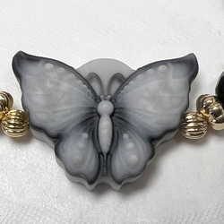 【太極石 蝶々 フラワーオブシディアン ブレスレット】︎︎︎︎❤︎送料無料‪‪❤︎‬天然石 2枚目の画像