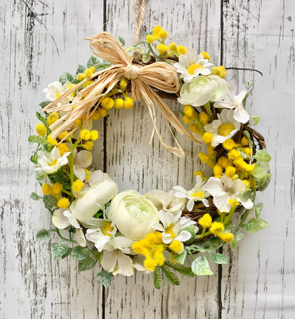 ミモザリース✳︎ラナンキュラス 春のリース 《18cm》 リース farbe  