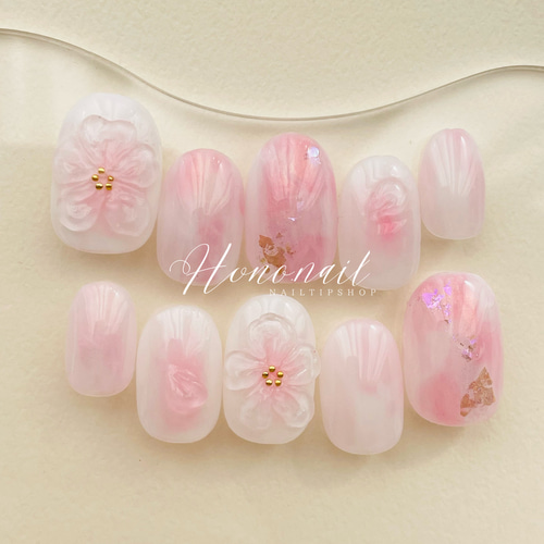 ガラスの桜ニュアンスネイルチップ ネイルチップ（つけ爪） hono.nail