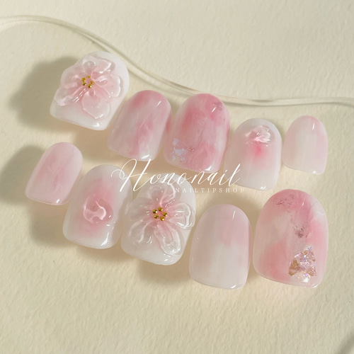 ガラスの桜ニュアンスネイルチップ ネイルチップ（つけ爪） hono.nail