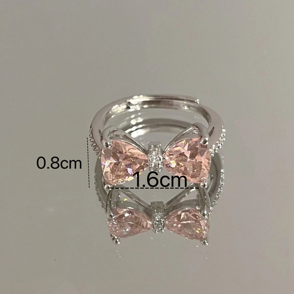 シルバー925  ピンク　リボン　リング　指輪　silver925 フリーサイズ　大きさ調整可能 3枚目の画像