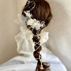 雪の髪飾り　Snowfor ウェディング　結婚式　卒業式　袴　成人式　振袖　紐アレンジ　銀箔付き 3枚目の画像