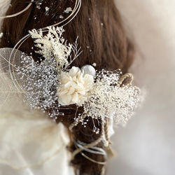 雪の髪飾り　Snowfor ウェディング　結婚式　卒業式　袴　成人式　振袖　紐アレンジ　銀箔付き 4枚目の画像