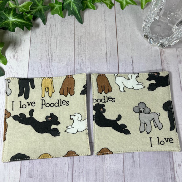 アイ ラヴ プードルのペアコースター　現品　送料込み 2枚目の画像