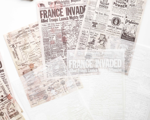 海外紙モノまとめ売り 海外 ヴィンテージ風 デザインペーパー 30枚 newspaper [AS432] メモ帳