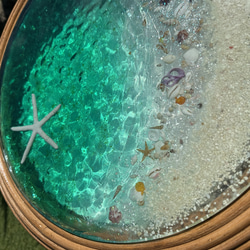 新作　ラタン　ラウンドテーブル サイドガラステーブル 夜光虫　エメラルドグリーンムーンビーチ 11枚目の画像