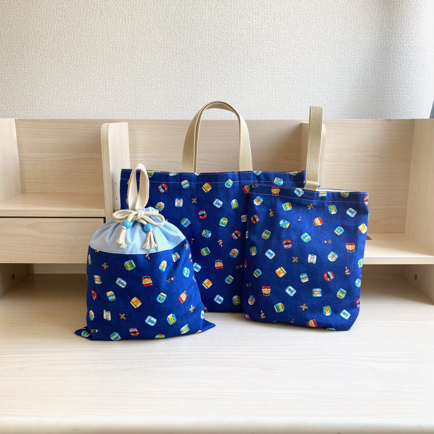 電車の入園入学3点セット（ブルー）【入園入学2026】