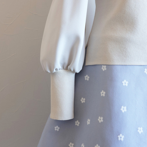 サイズが選べる◎】異素材パフスリーブ 長袖プルオーバー