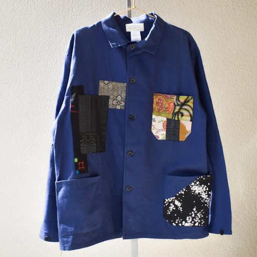 Acote 着物 パッチワーク ジャケット ネイビー ヨーロッパ古着 