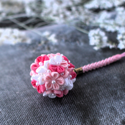 ❁つまみ細工芝桜A根付けストラップ❁帯飾り袴飾りキーアクセサリー