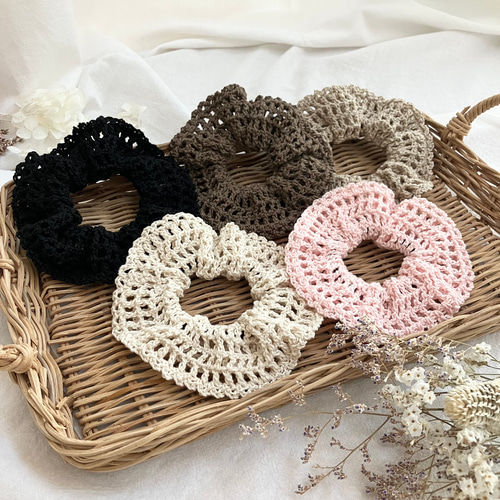 かぎ針編みシュシュハンドメイド ビックシュシュ （シュシュ