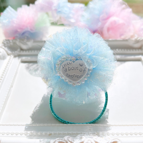 ☆キラキラハート♡チュールポンポンヘアゴム 雑貨・その他