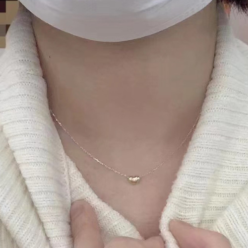 日本製 K18 シンプル 膨らむ ビーンズ シンプル スライド式 ネックレス 